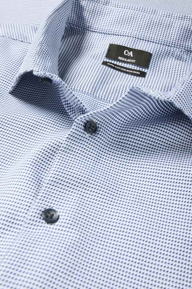 Bărbați - Cămașă office - regular fit - guler italian - nu necesită călcare - cu model - albastru