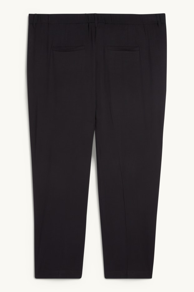 Women - Cloth trousers - high waist - tapered fit - black