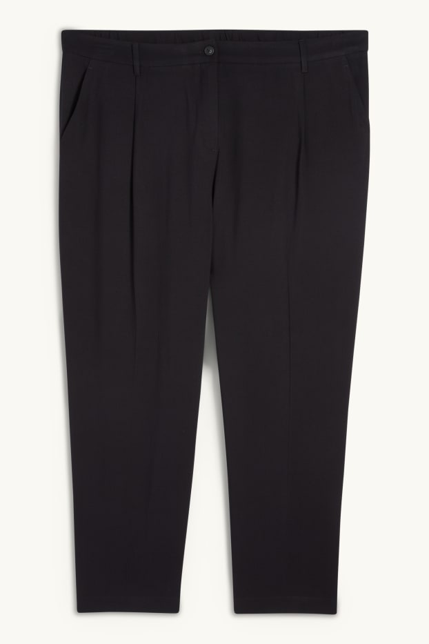 Women - Cloth trousers - high waist - tapered fit - black