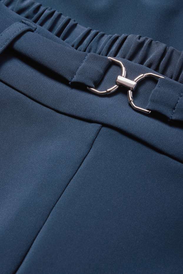 Women - Jersey trousers - high-rise waist - wide leg - dark blue