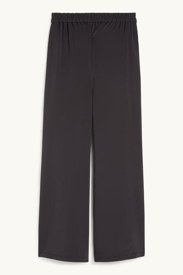 Dames - Jersey broek - high waist - wide leg - zwart