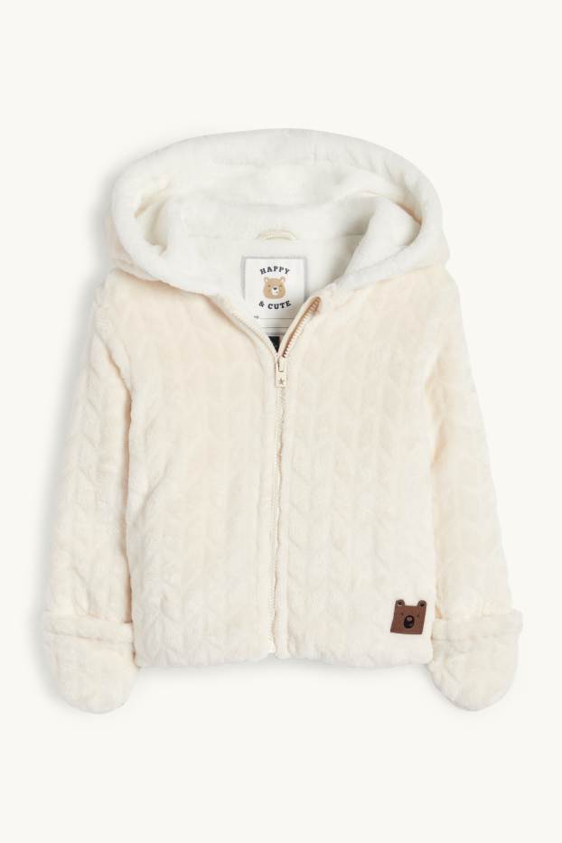 Bébés garçons - Oursons - veste à capuche pour bébé - finition texturée - blanc crème