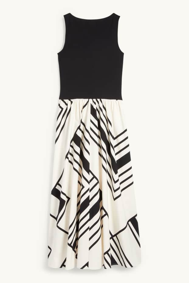 Women - Fit & flare dress - patterned - black / beige