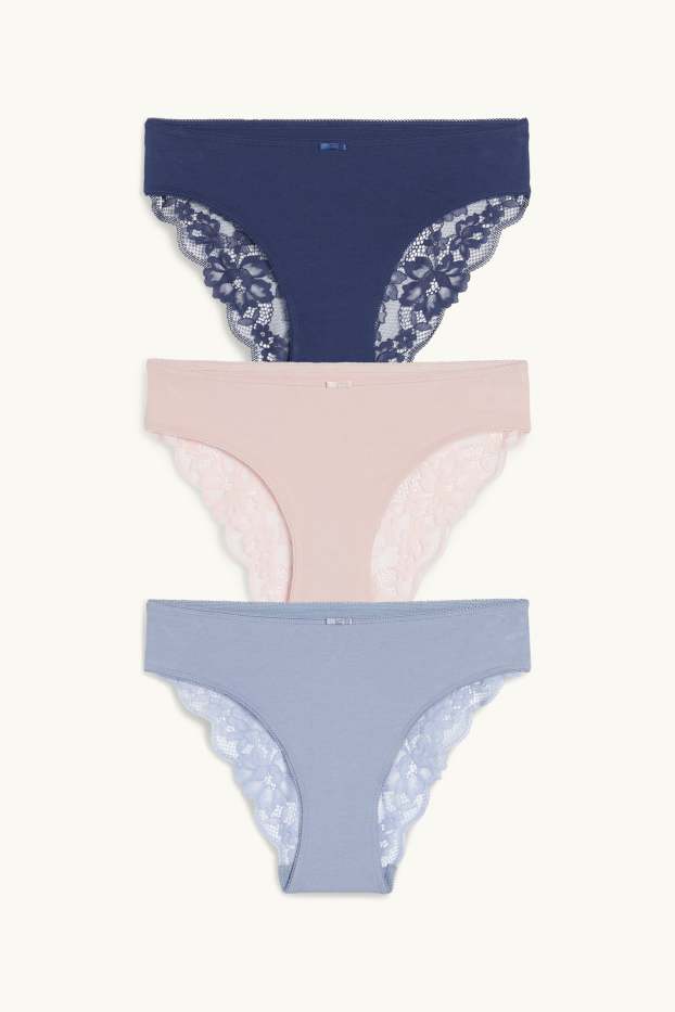 Women - Multipack of 3 - knickers - dark blue