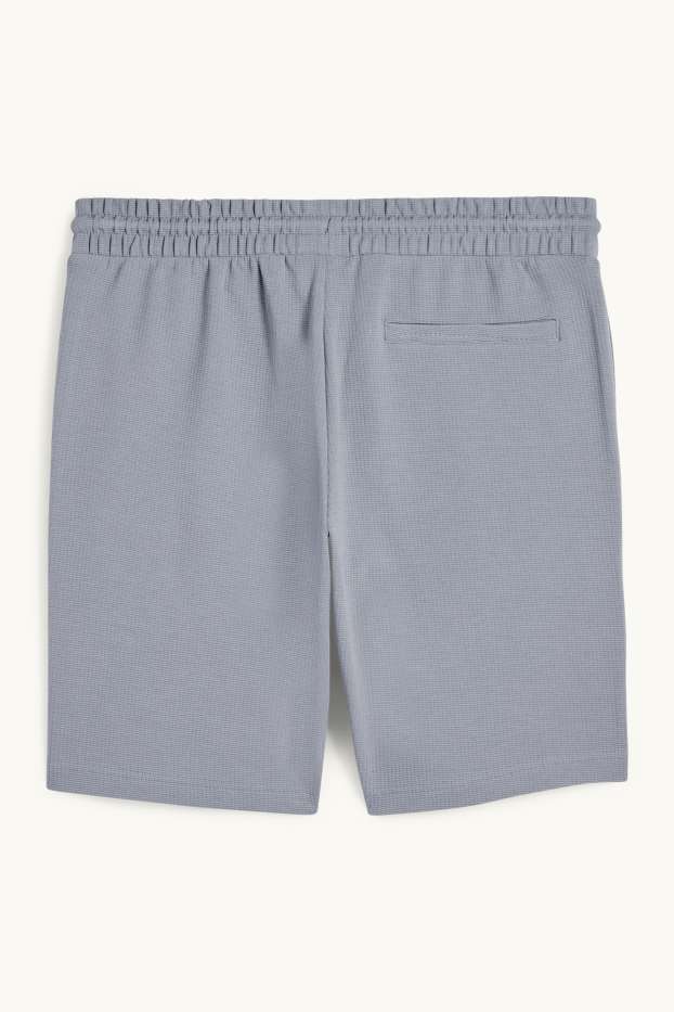 Uomo - Shorts di felpa - tessuto tramato - grigio