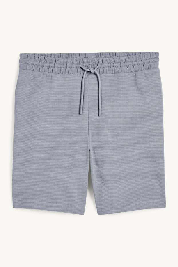 Uomo - Shorts di felpa - tessuto tramato - grigio