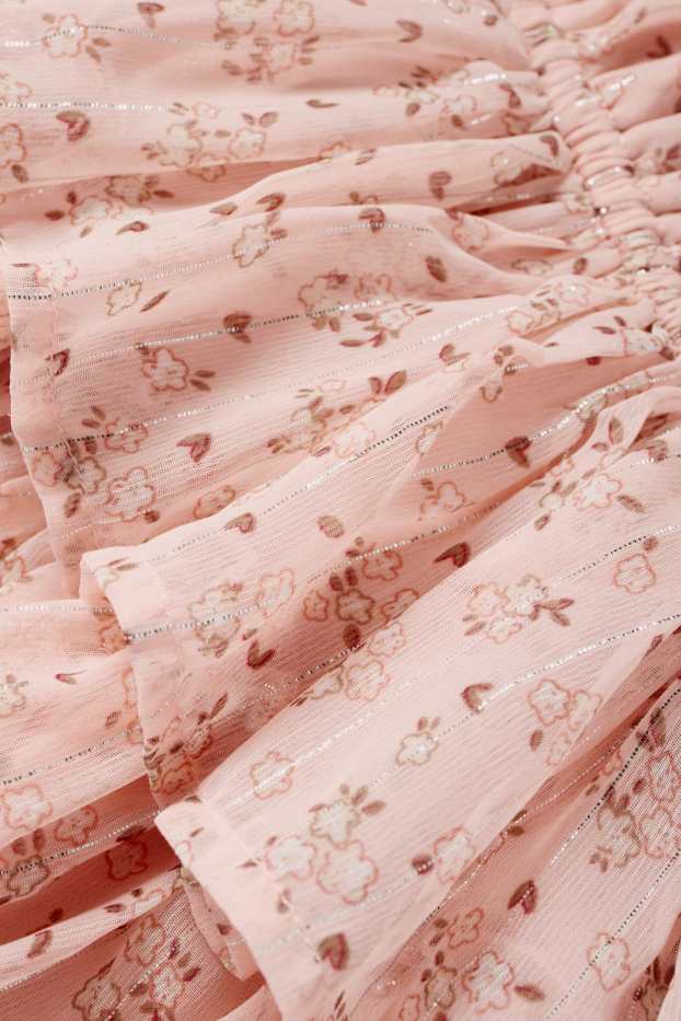 Kinder Mädchen - Chiffon-Kleid - geblümt - rosa