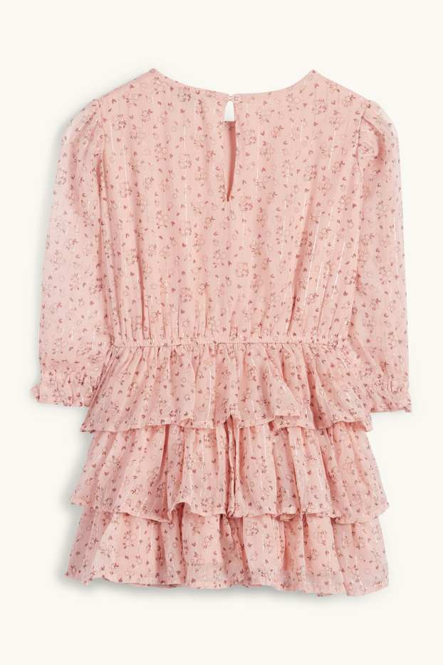 Kinder Mädchen - Chiffon-Kleid - geblümt - rosa