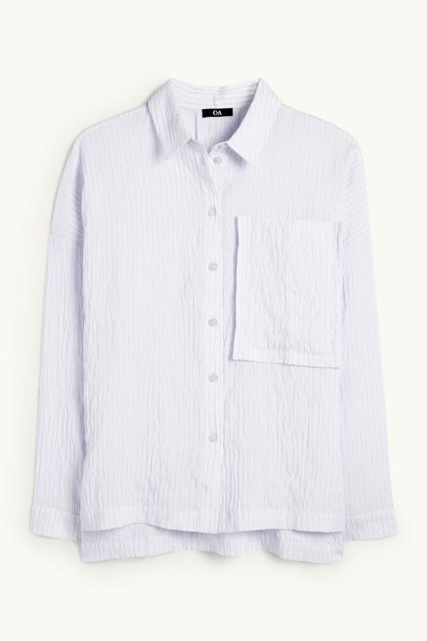 Femmes - Chemisier - à rayures - bleu clair