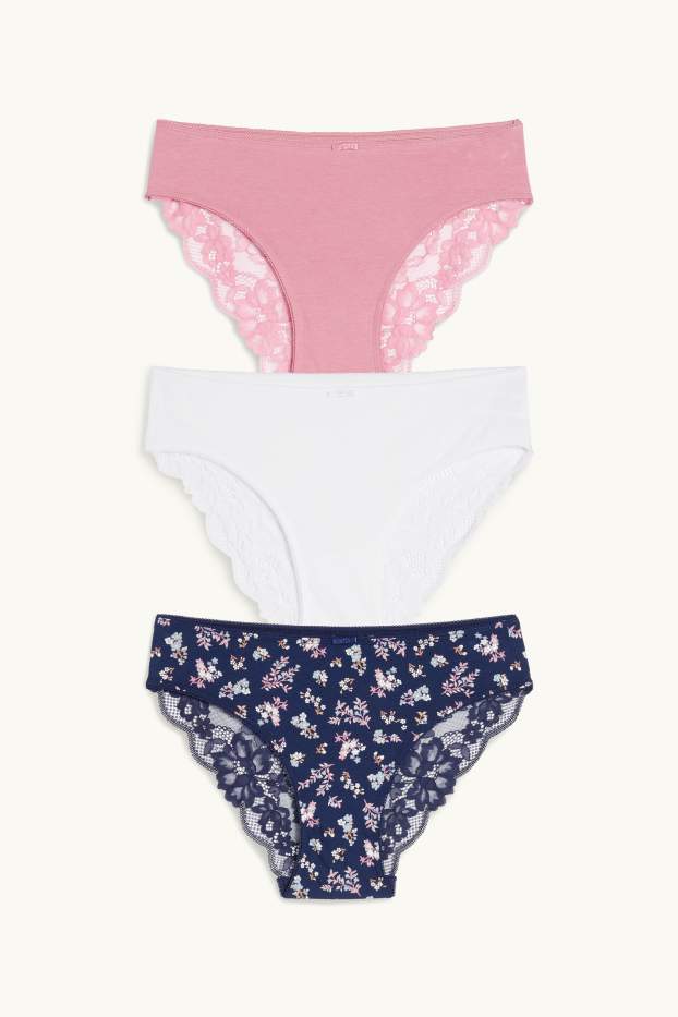 Femmes - Lot de 3 - culottes - bleu foncé