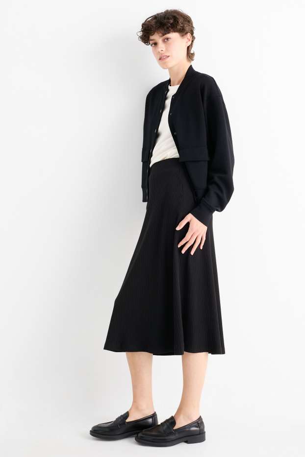 Dona - Faldilla de punt de mitja - acanalada - negre