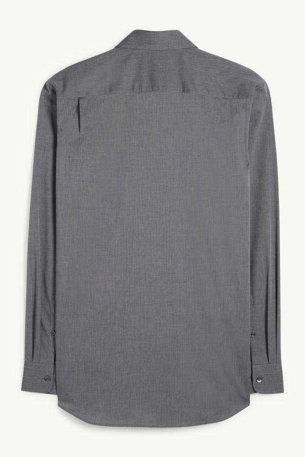 Home - Camisa formal - regular fit - Kent - fàcil de planxar - gris fosc