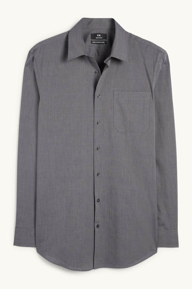 Home - Camisa formal - regular fit - Kent - fàcil de planxar - gris fosc