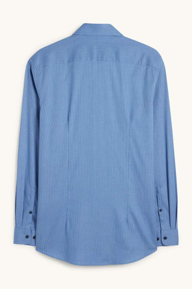 Hommes - Chemise de bureau - coupe slim - col kent - facile à repasser - à motif - bleu