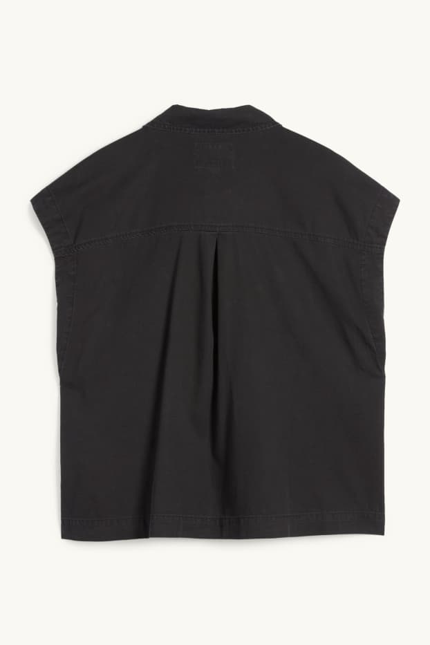 Dámské - Džínová halenka bez rukávů - černá