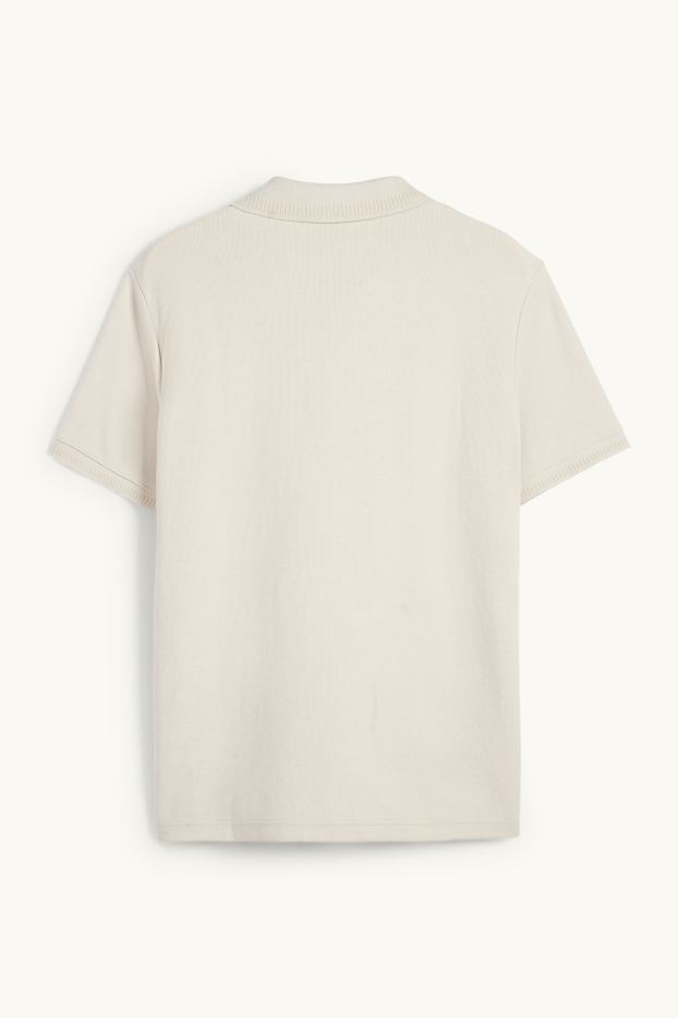 Hommes - Polo en maille - regular fit - finition texturée - beige