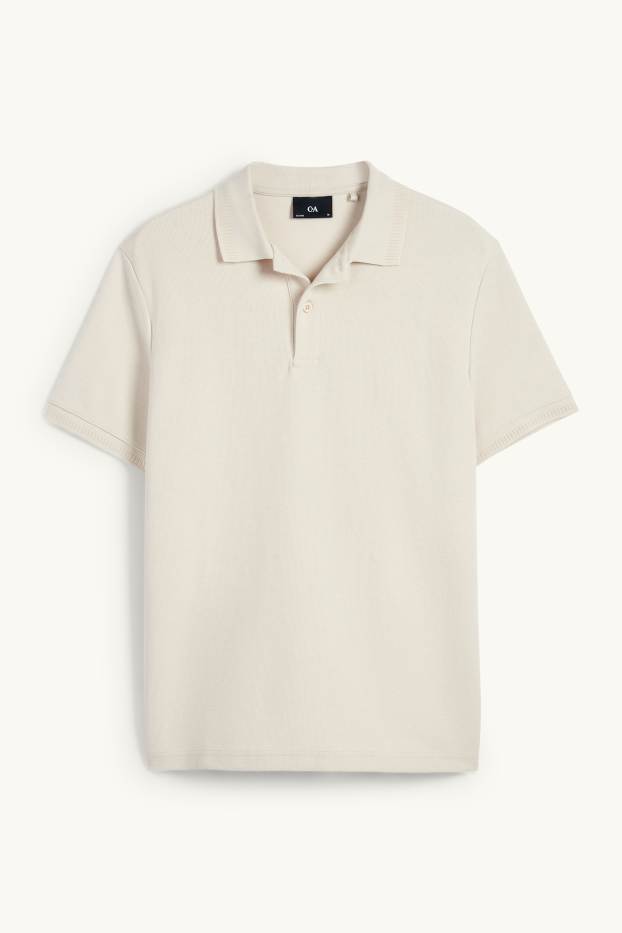 Hommes - Polo en maille - regular fit - finition texturée - beige
