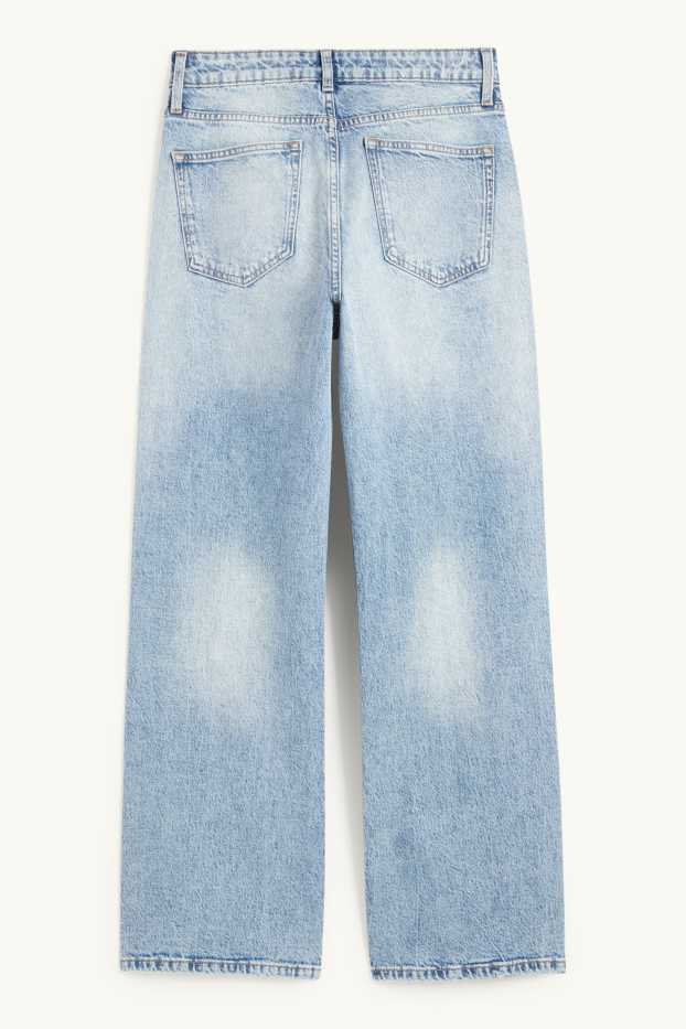 Women - Baggy jeans - mid-rise waist - denim-light blue