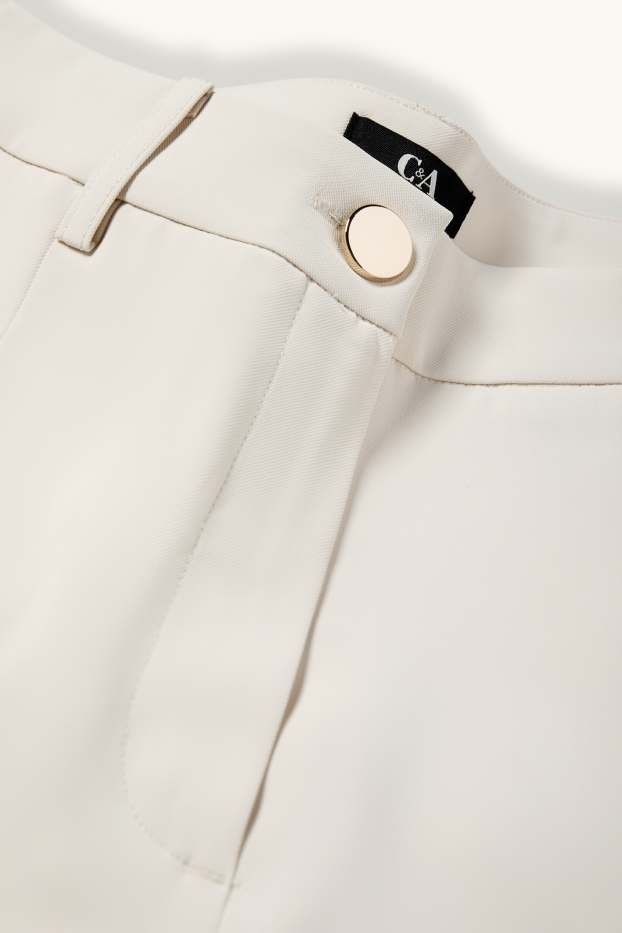 Women - Cloth trousers - high waist - wide leg - cremewhite