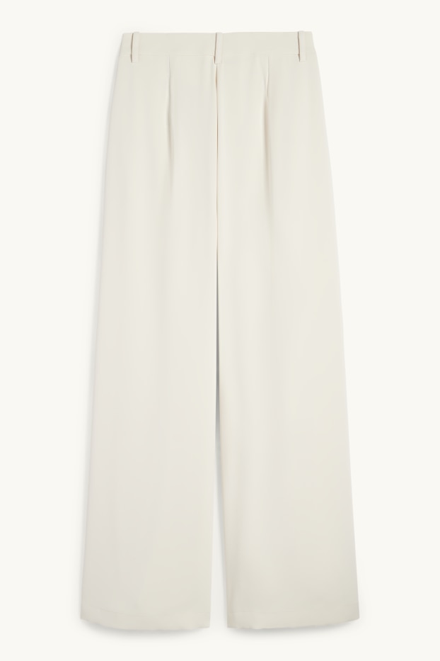 Women - Cloth trousers - high waist - wide leg - cremewhite