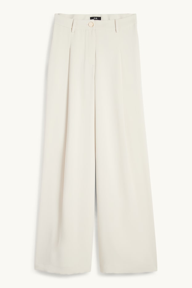 Women - Cloth trousers - high waist - wide leg - cremewhite