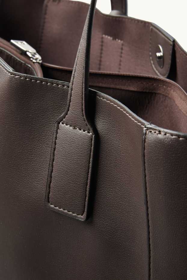 Mujer - Bolso shopper grande - polipiel - marrón oscuro