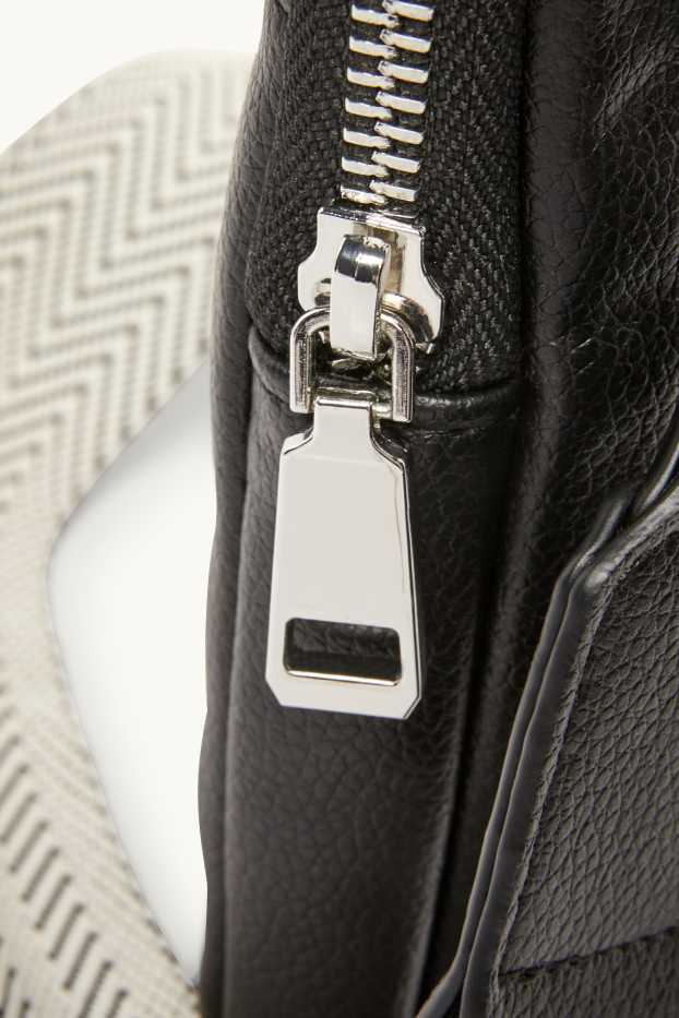 Damen - Handytasche mit abnehmbarem Taschengurt - Lederimitat - schwarz