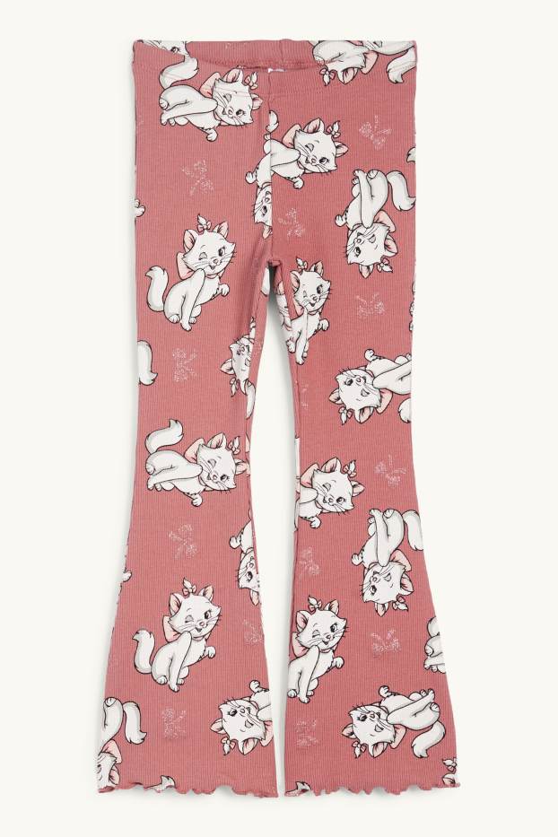 Kinderen: meisjes - Aristocats - flared legging - geribd - donker rose
