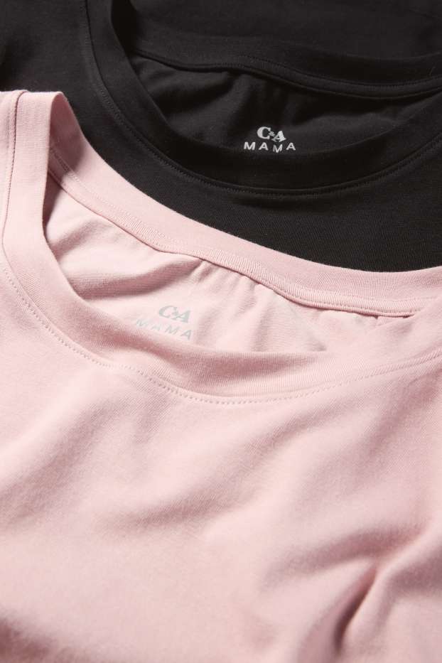 Damen - Multipack 2er - Umstands-T-Shirt - schwarz / rosa