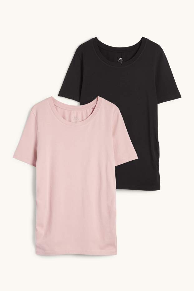 Damen - Multipack 2er - Umstands-T-Shirt - schwarz / rosa