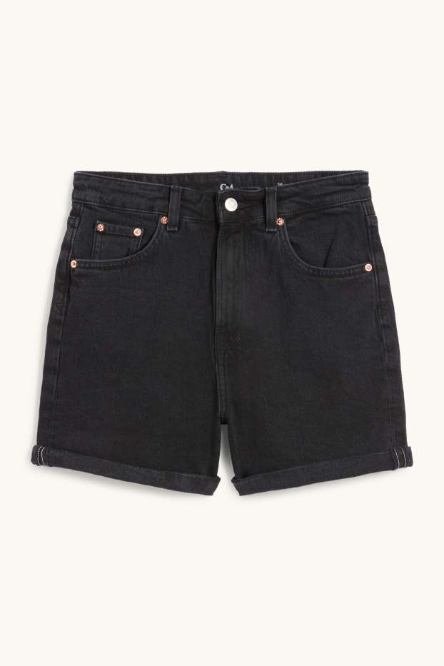 Damen - Mom Shorts - High Waist - schwarz