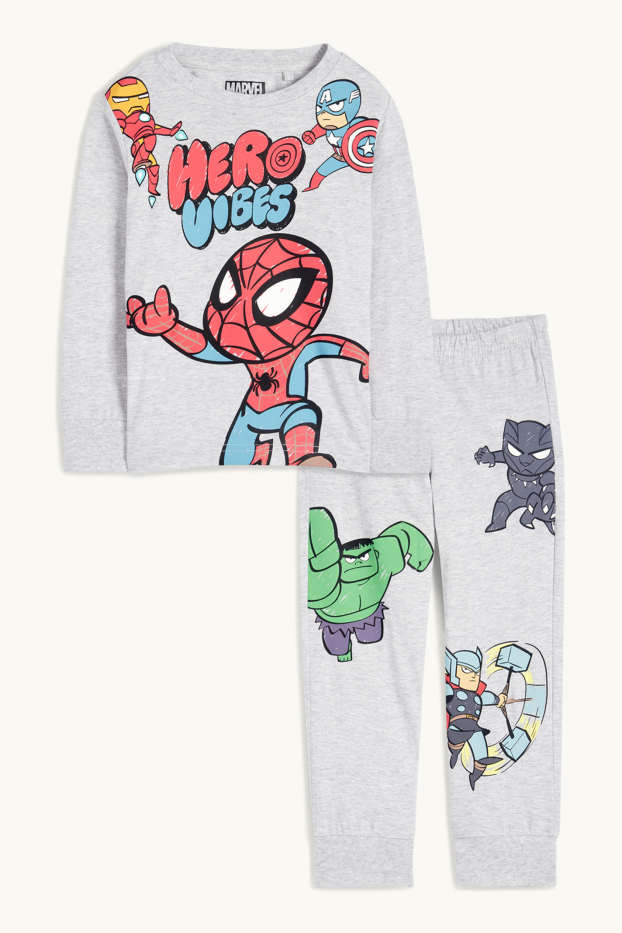 Kinder Jungen - Spidey und seine Super-Freunde - Pyjama - 2 teilig - hellgrau-melange