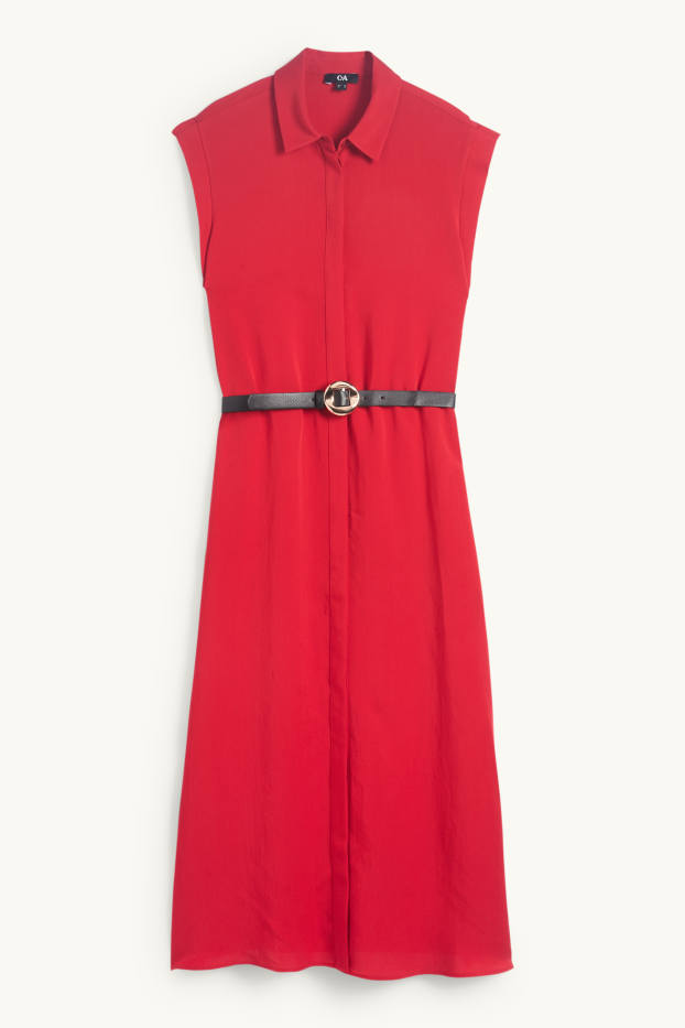 Damen - Blusenkleid mit Gürtel - rot