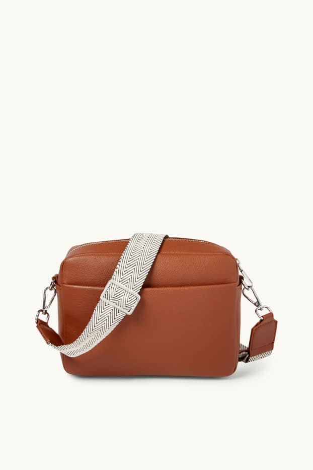 Donna - Borsa a tracolla con spallaccio staccabile - similpelle - marrone