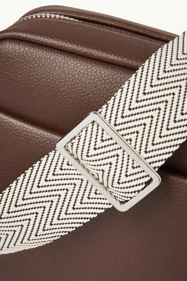 Dames - Schoudertas met afneembare draagriem - imitatieleer - donkerbruin