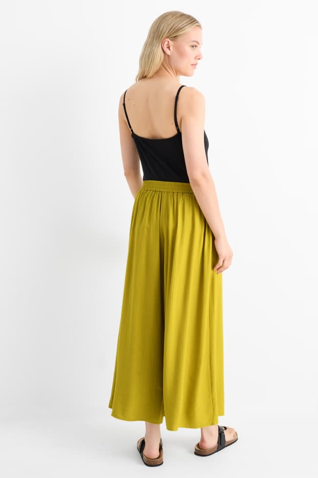 Damen - Stoffhose - High Waist - Wide Leg - khaki