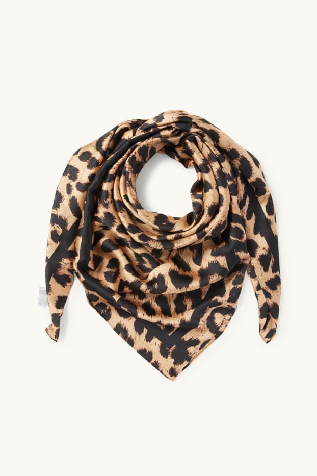 Donna - Foulard - stampa leopardata - marrone