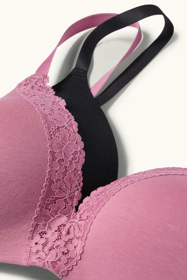 Femmes - Lot de 2 - soutiens-gorge sans armatures  - noir / rose