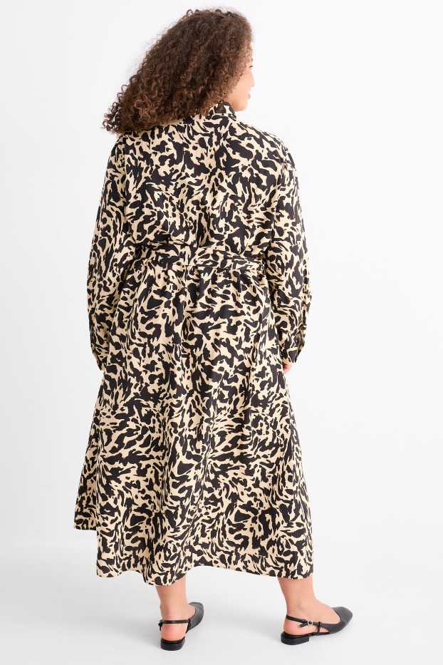 Mujer - Vestido camisero - estampado - beis