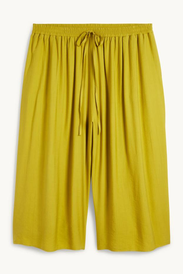 Femmes - Pantalon en toile - high waist - wide leg - kaki