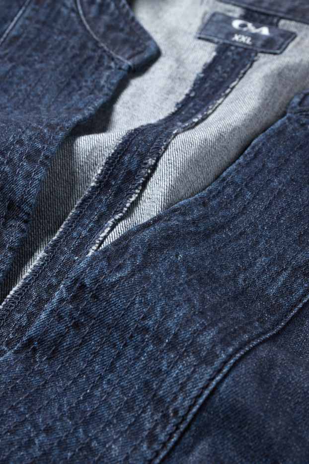Women - V-neck denim top - denim-dark blue