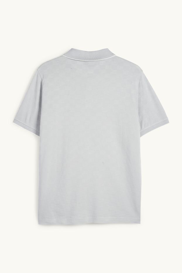 Hommes - Polo - regular fit - à carreaux - gris clair