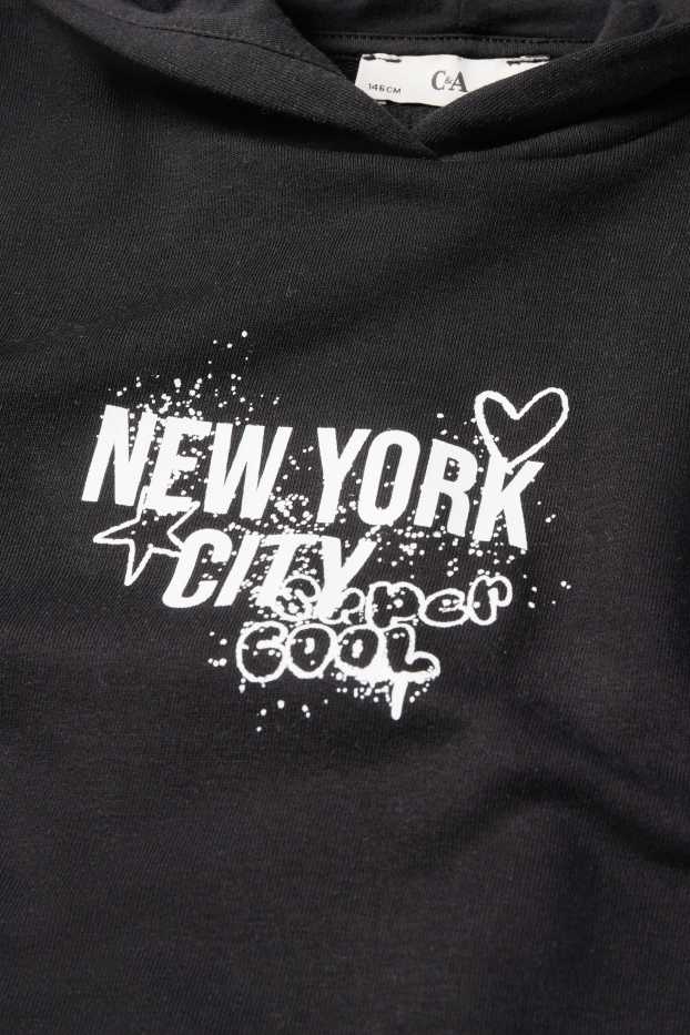 Kinder Mädchen - New York - Hoodie - schwarz