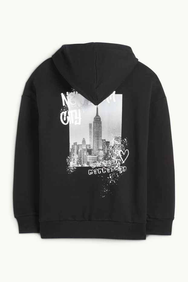Kinder Mädchen - New York - Hoodie - schwarz