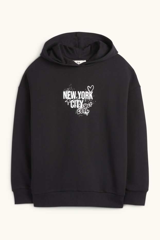 Kinder Mädchen - New York - Hoodie - schwarz