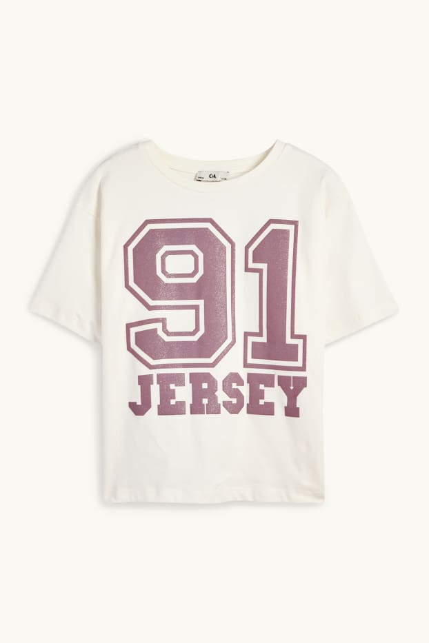 Children Girls - Short sleeve T-shirt - shiny - cremewhite