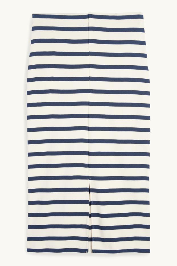 Dámské - Pouzdrová sukně - pruhovaná - tmavomodrá / krémově bílá