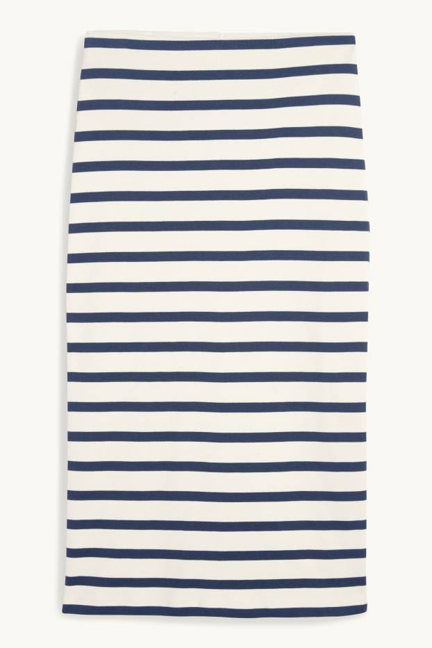 Dámské - Pouzdrová sukně - pruhovaná - tmavomodrá / krémově bílá
