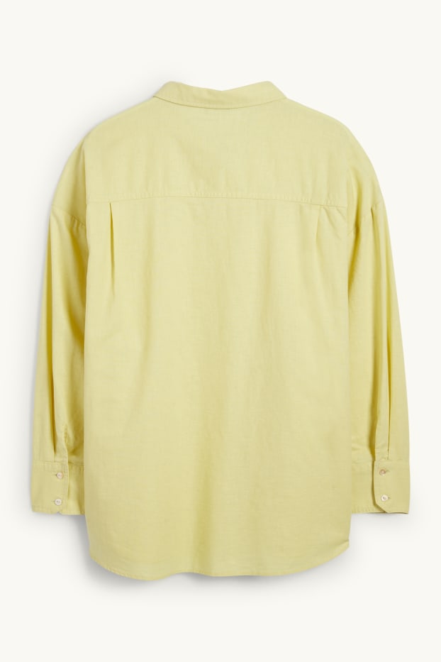Damen - Bluse - Leinen-Mix - hellgelb