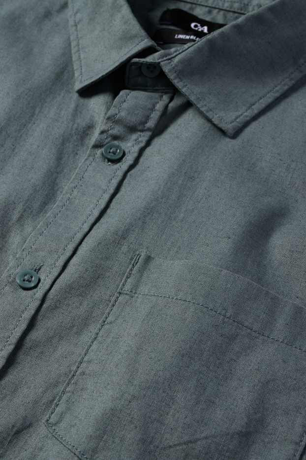 Herren - Hemd - Regular Fit - Kent - Leinen-Mix - grün